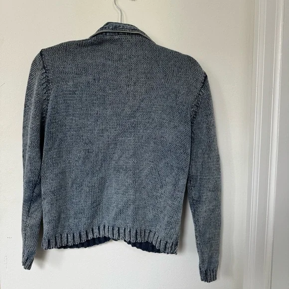 Vintage Paris Blues Denim Jacket with Knit Sweater Arms & Back - Picture 6 of 6